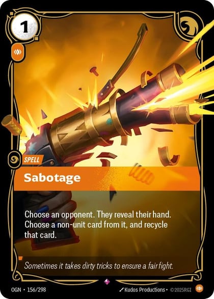 Sabotage, Origins 156/298