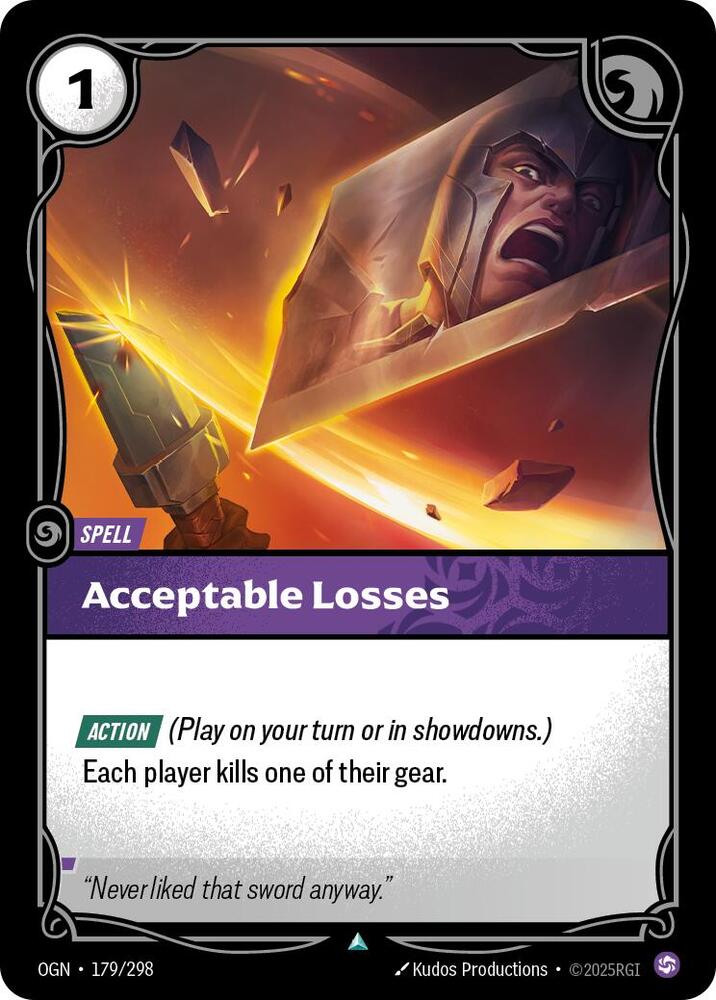 Acceptable Losses, Origins 179/298
