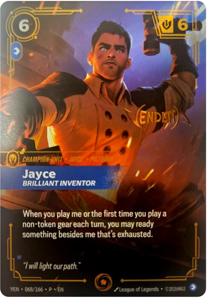 Jayce, Brilliant Inventor, Riftbound Organized Play Promotional Cards 068/166