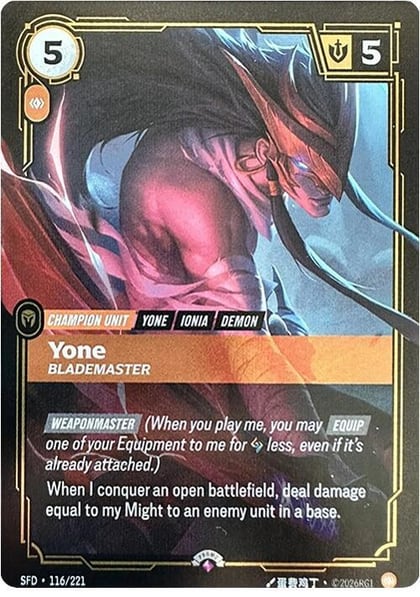 Yone - Blademaster, Riftbound Organized Play Promotional Cards 116/221