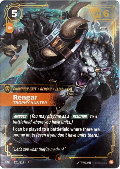 Rengar - Trophy Hunter, Riftbound Organized Play Promotional Cards 120/219