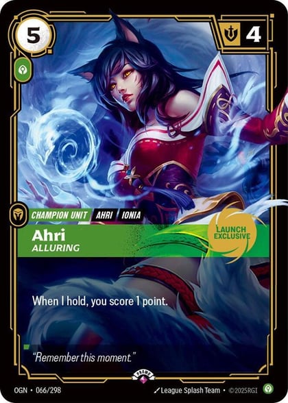 Ahri - Alluring (Launch Exclusive), Riftbound Promotional Cards 066/298