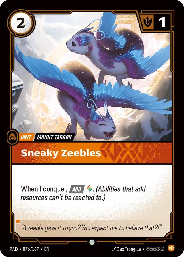 Sneaky Zeebles, Radiance 076/167