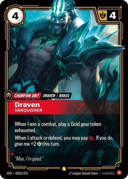 Draven - Vanquisher (Alternate Art), Spiritforged 020a/221