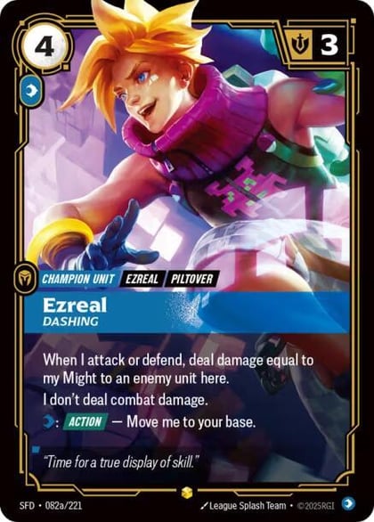 Ezreal - Dashing (Alternate Art), Spiritforged 082a/221