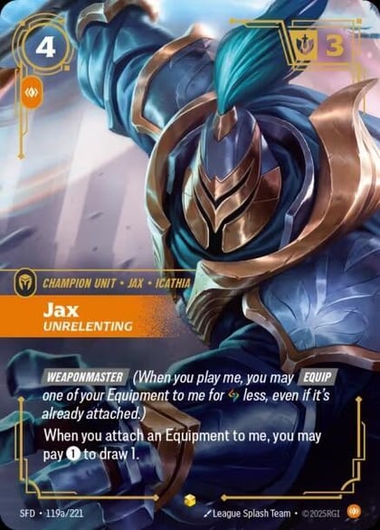 Jax - Unrelenting (Alternate Art), Spiritforged 119a/221