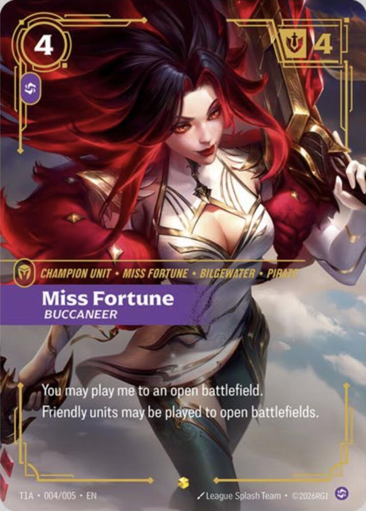 Miss Fortune, Buccaneer (T1 Worlds Champion Player Bundle), T1 2025 Worlds Champion Bundles T1A 004/005