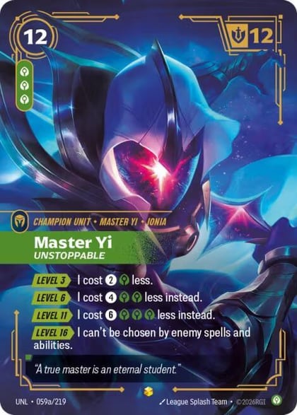 Master Yi - Unstoppable (Alternate Art), Unleashed 059a/219