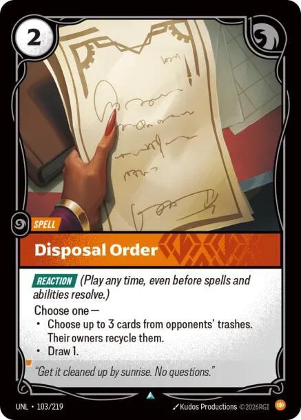 Disposal Order, Unleashed 103/219