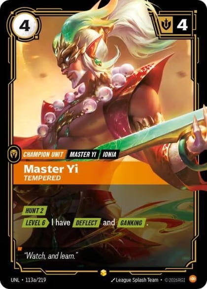 Master Yi - Tempered (Alternate Art), Unleashed 113a/219