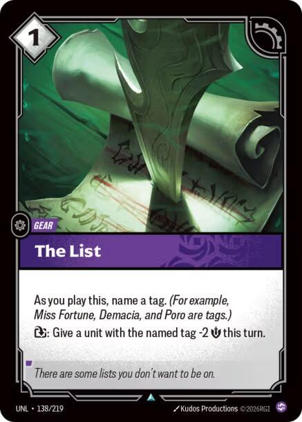 The List, Unleashed 138/219