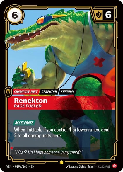 Renekton, Rage Fueled (Alternate Art), Vendetta 019a/166