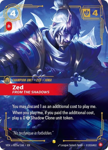 Zed, From the Shadows (Alternate Art), Vendetta 023a/166