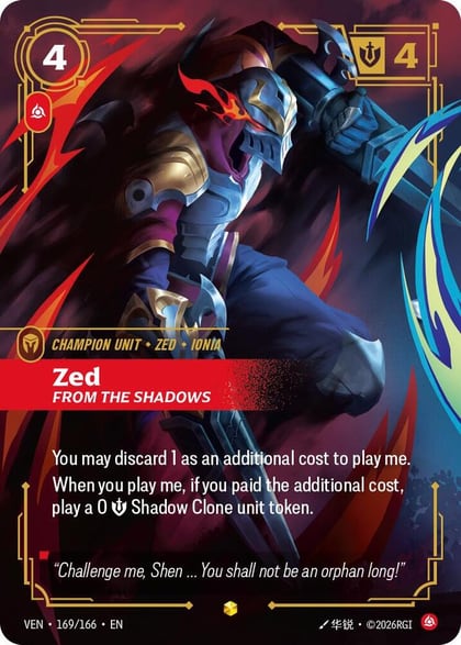 Zed, From the Shadows (Overnumbered), Vendetta 169/166