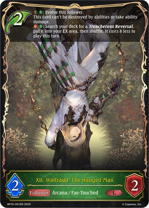 XII. Wolfraud, The Hanged Man, BP10: Gods of the Arcana BP10-001EN
