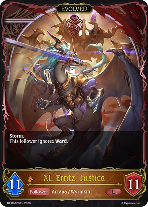 XI. Erntz, Justice (Evolved), BP10: Gods of the Arcana BP10-055EN