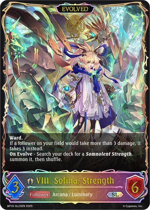 VIII. Sofina, Strength (Evolved) (SL), BP10: Gods of the Arcana BP10-SL23EN