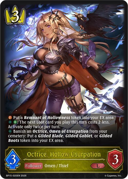 Octrice, Hollow Usurpation, BP15: Trial of the Omens BP15-020EN