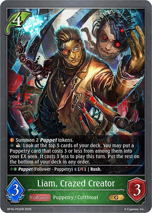 Liam, Crazed Creator - P03 (Foil), BP16: New World Genesis BP16-P03EN