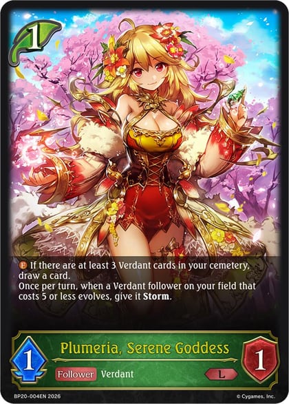 Plumeria, Serene Goddess, BP20: Omens and Heirs BP20-004EN
