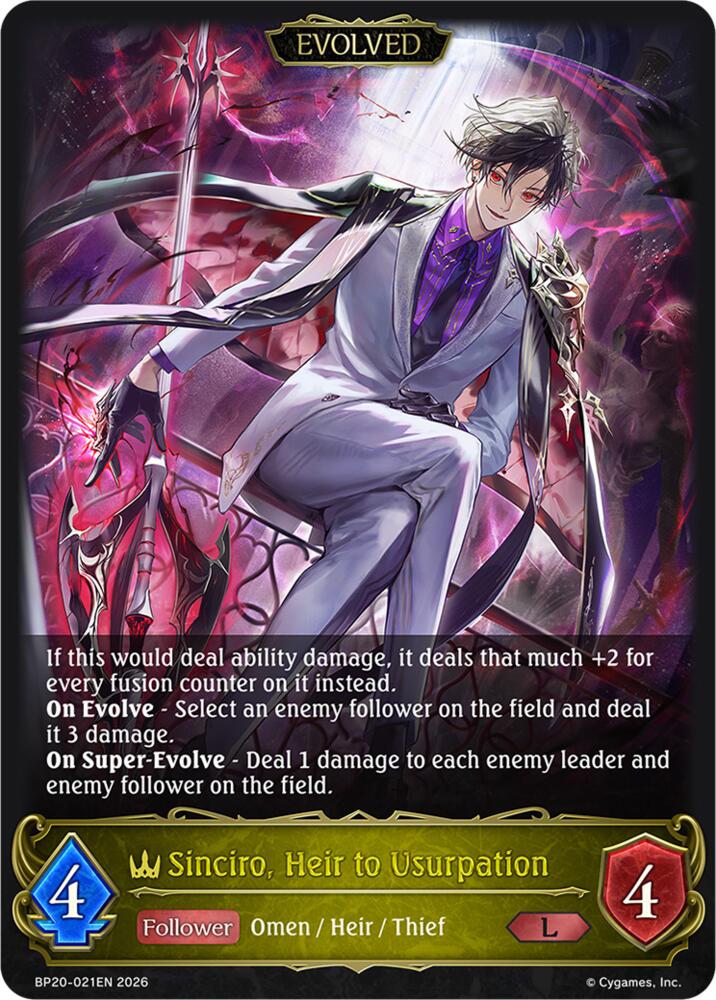 Sinciro, Heir to Usurpation (Evolved), BP20: Omens and Heirs BP20-021EN