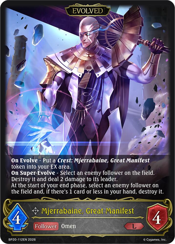 Mjerrabaine, Great Manifest (Evolved), BP20: Omens and Heirs BP20-112EN