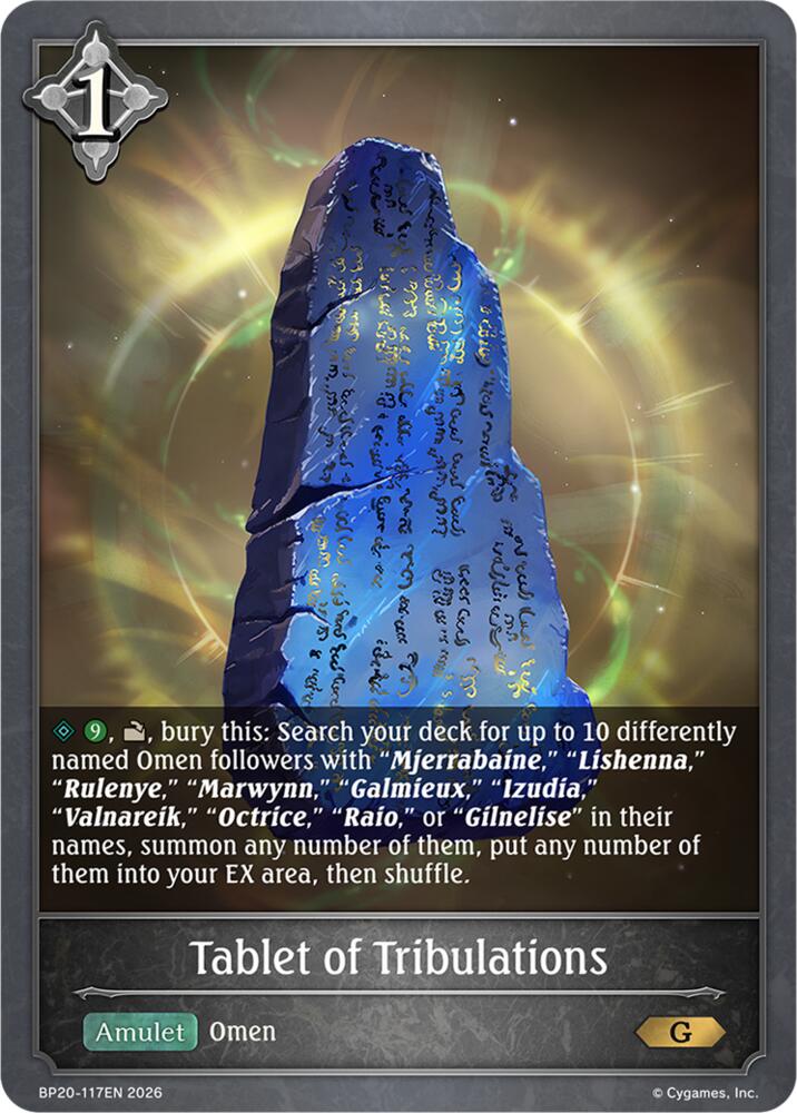 Tablet of Tribulations, BP20: Omens and Heirs BP20-117EN