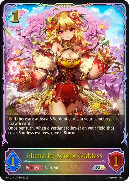 Plumeria, Serene Goddess (SL), BP20: Omens and Heirs BP20-SL04EN
