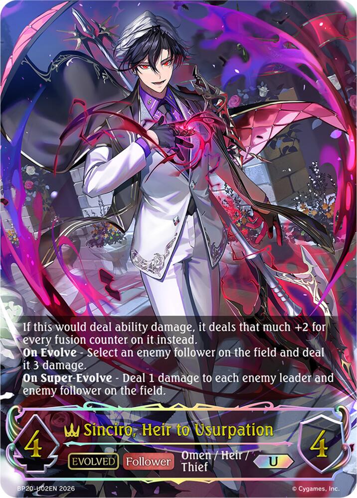 Sinciro, Heir to Usurpation (Evolved) (U), BP20: Omens and Heirs BP20-U02EN