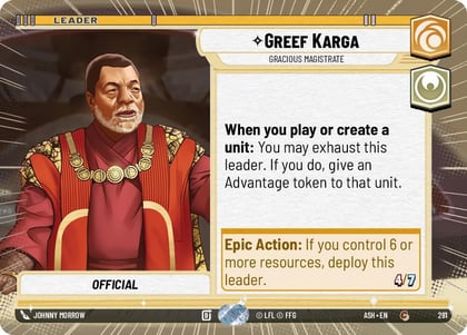 Greef Karga - Gracious Magistrate (Hyperspace), Ashes of the Empire 281