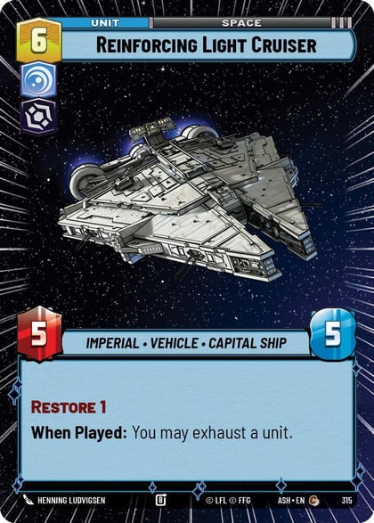 Reinforcing Light Cruiser (Hyperspace), Ashes of the Empire 315