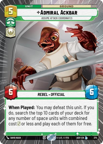 Admiral Ackbar - Assume Attack Coordinates (Hyperspace), Ashes of the Empire 374