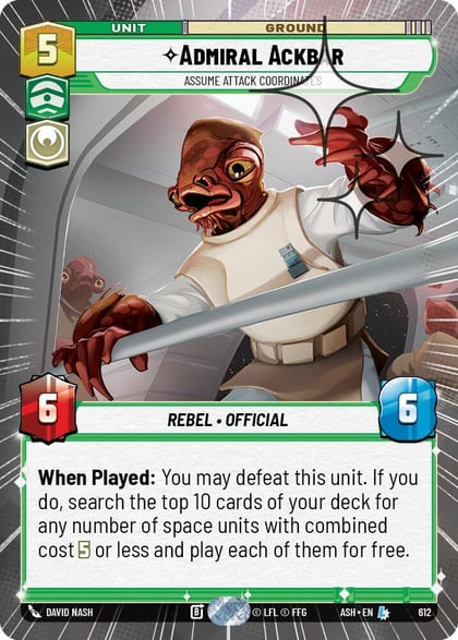 Admiral Ackbar - Assume Attack Coordinates (Hyperspace Foil), Ashes of the Empire 612