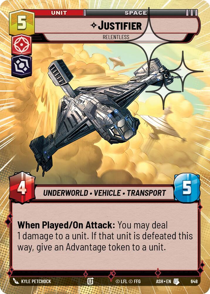 Justifier - Relentless (Hyperspace Foil), Ashes of the Empire 648