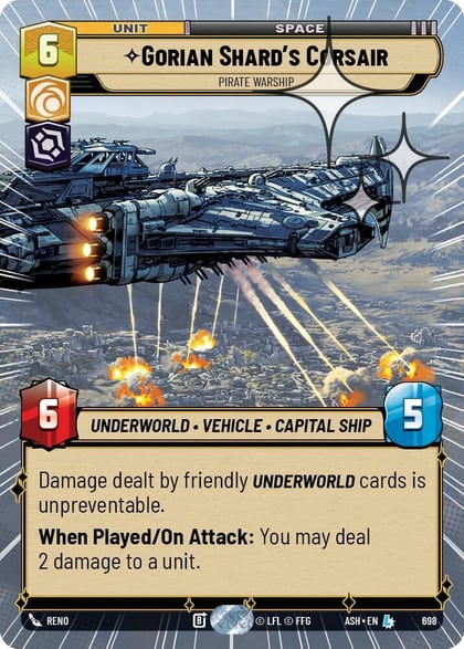 Gorian Shard's Corsair - Pirate Warship (Hyperspace Foil), Ashes of the Empire 698