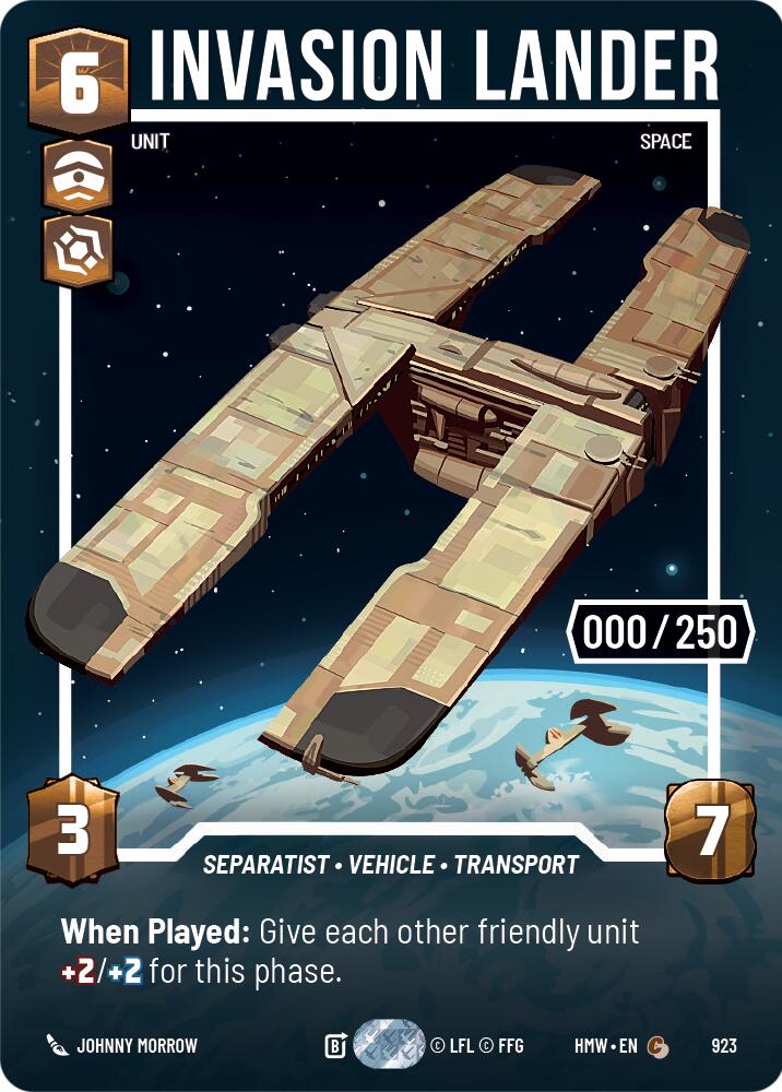 Invasion Lander (Serialized), Homeworlds 923