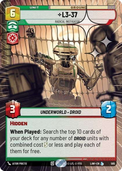 L3-37 - Radical Instigator (Hyperspace Foil), A Lawless Time 565