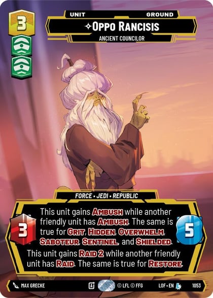 Oppo Rancisis - Ancient Councilor (Prestige), Legends of the Force 1053