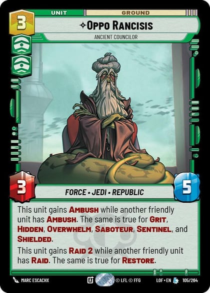 Oppo Rancisis - Ancient Councilor, Legends of the Force 105/264