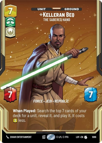 Kelleran Beq - The Sabered Hand (Prestige Foil), Legends of the Force 1086