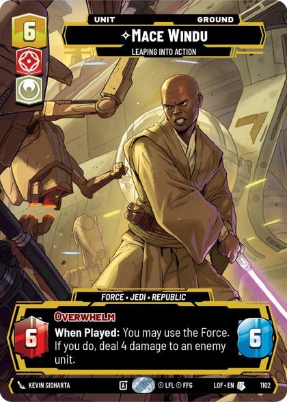 Mace Windu - Leaping into Action (Prestige Foil), Legends of the Force 1102