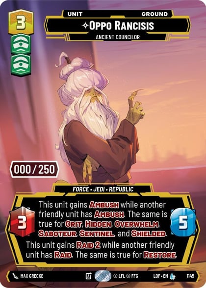 Oppo Rancisis - Ancient Councilor (Serialized), Legends of the Force 1145