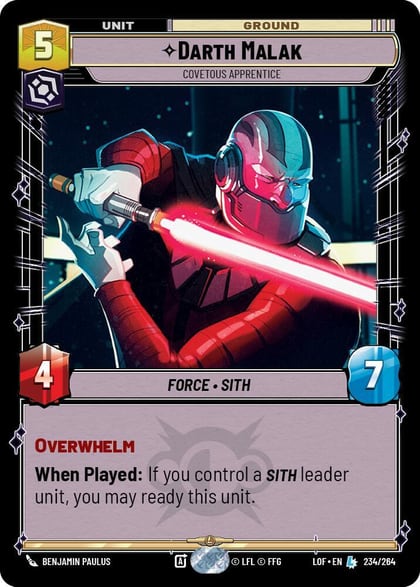Darth Malak - Covetous Apprentice, Legends of the Force 234/264