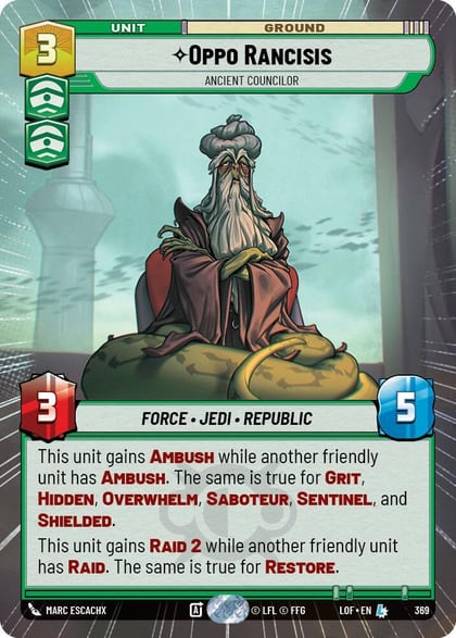 Oppo Rancisis - Ancient Councilor (Hyperspace), Legends of the Force 369