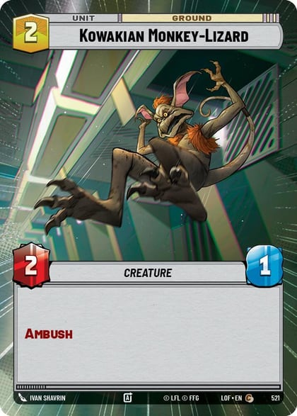 Kowakian Monkey-Lizard (Hyperspace), Legends of the Force 521
