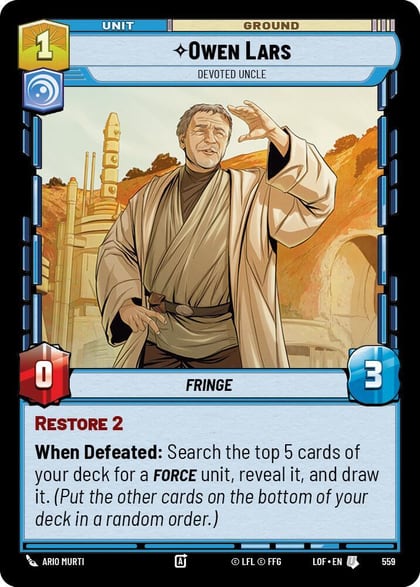 Owen Lars - Devoted Uncle (Foil), Legends of the Force 559