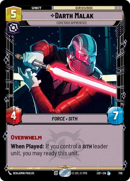 Darth Malak - Covetous Apprentice (Foil), Legends of the Force 736