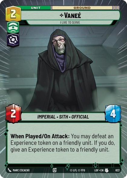 Vanee - I Live to Serve (Hyperspace Foil), Legends of the Force 822