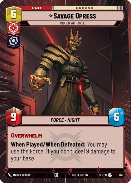Savage Opress - Imbued With Hate (Hyperspace Foil), Legends of the Force 877