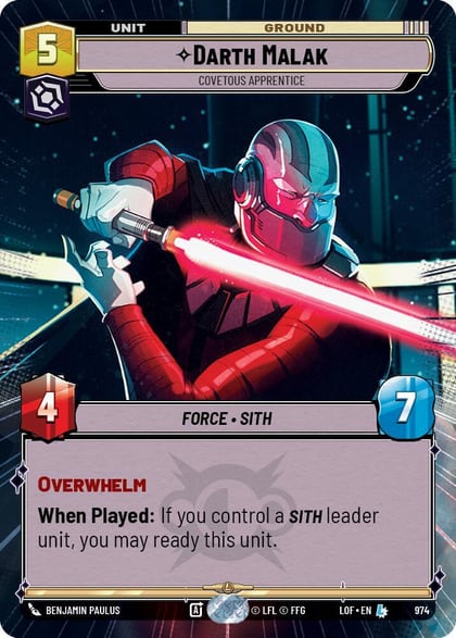 Darth Malak - Covetous Apprentice (Hyperspace Foil), Legends of the Force 974